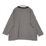45R/45rpm 天竺ボーダーのビッグスリットTシャツ 定価15400円 Ｔシャツ カットソー ネイビー ホワイト レディース フォーティーファイブアールピーエム【中古】6-0811M♪