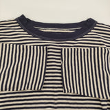 45R/45rpm 天竺ボーダーのビッグスリットTシャツ 定価15400円 Ｔシャツ カットソー ネイビー ホワイト レディース フォーティーファイブアールピーエム【中古】6-0811M♪