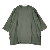 45R/45rpm 天竺のビッグスリットTシャツ ワイド コットン Ｔシャツ カットソー カーキ レディース フォーティーファイブアールピーエム【中古】6-0814M♪