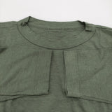 45R/45rpm 天竺のビッグスリットTシャツ ワイド コットン Ｔシャツ カットソー カーキ レディース フォーティーファイブアールピーエム【中古】6-0814M♪