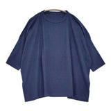 45R/45rpm 天竺のビッグスリットTシャツ ワイド コットン Ｔシャツ カットソー ネイビー レディース フォーティーファイブアールピーエム【中古】6-0814M♪