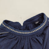 45R/45rpm ビオードインディゴ天竺BLOUSE ギャザーカットソー ブラウス シャツ ネイビー レディース フォーティーファイブアールピーエム【中古】6-0814M♪
