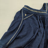 45R/45rpm ビオードインディゴ天竺BLOUSE ギャザーカットソー ブラウス シャツ ネイビー レディース フォーティーファイブアールピーエム【中古】6-0814M♪