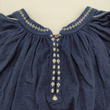 45R/45rpm ビオードインディゴ天竺BLOUSE ギャザーカットソー ブラウス シャツ ネイビー レディース フォーティーファイブアールピーエム【中古】6-0814M♪
