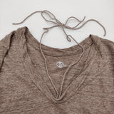 45R/45rpm フレアカットソー Aライン チュニック コットン 長袖Ｔシャツ カットソー ロンＴ ブラウン レディース フォーティーファイブアールピーエム【中古】6-0814M♪