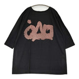 45R/45rpm 馬比古チュニック 〇△□ コットンカットソー Tシャツ チュニック ブラック レディース フォーティーファイブアールピーエム【中古】6-0814M♪