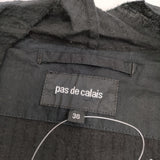 pas de calais FM-2202 3131-350 コットンリネン 長袖 サイズ36 ブラウス シャツ ブラック レディース パドカレ【中古】6-0906M◎