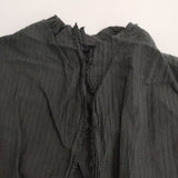 pas de calais FM-2202 3131-350 コットンリネン 長袖 サイズ36 ブラウス シャツ ブラック レディース パドカレ【中古】6-0906M◎