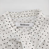 veritecoeur ドットフリルワンピース VC-2749 定価50600円 コットンシルクドレス ワンピース 25AW ホワイト ブラック レディース ヴェリテクール【中古】6-0814M♪