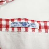 R&D.M.Co- リネン ギンガムチェック GOOD MORNING 刺繍 トートバッグ レッド ホワイト レディース オールドマンズテーラー【中古】6-0814G♪