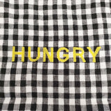 R&D.M.Co- リネン ギンガムチェック HUNGRY 刺繍 トートバッグ ブラック ホワイト レディース オールドマンズテーラー【中古】6-0814G♪