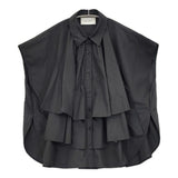 AEWEN MATOPH 25SS ラッフル ドルマンシャツ 定価23100円 8716-2-630060 ブラウス シャツ ブラック レディース イウエンマトフ【中古】6-0817S◎