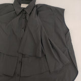 AEWEN MATOPH 25SS ラッフル ドルマンシャツ 定価23100円 8716-2-630060 ブラウス シャツ ブラック レディース イウエンマトフ【中古】6-0817S◎