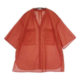 MACPHEE ドビーストライプ チュニックブラウス 12-01-52-01503 サイズ36 半袖 ブラウス シャツ オレンジ レディース マカフィー【中古】6-0817S◎