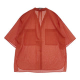 MACPHEE ドビーストライプ チュニックブラウス 12-01-52-01503 サイズ36 半袖 ブラウス シャツ オレンジ レディース マカフィー【中古】6-0817S◎
