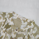 mina perhonen flower dance フラワープリント タックフリル xs1958 ブラウス シャツ マルチカラー レディース ミナペルホネン【中古】6-0930M∞