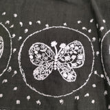 mina perhonen forest wing バックボタンノースリーブブラウス 刺繍 リネン Ms1298 サイズ36 ブラウス シャツ チャコールグレー レディース ミナペルホネン【中古】6-0817S◎
