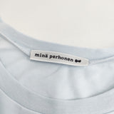mina perhonen 23SS choucho 刺繍 フレンチスリーブカットソー コットン 定価17600円 abs8768 カットソー ライトブルー レディース ミナペルホネン【中古】6-0817S◎
