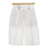 IENA 未使用品 25SS ジオメトリックレース ハーフパンツ 定価19000円 サイズ38 ショートパンツ ハーフパンツ ショーツ ホワイト レディース イエナ【中古】6-0817S◎