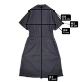 MHL. COTTON LINEN SHIRTING 定価31900円 595-1157551 サイズ2 半袖 ワンピース ネイビー レディース エムエイチエル【中古】6-0817S◎
