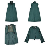 HIROKO BIS 3WAY タフタコート サイズ11 定価53900円 スリーブレスジレ ジャケット コート グリーン レディース ヒロコビス【中古】6-0821M♪