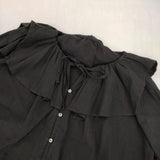 nest Robe/UpcycleLino ラッフルカラーブラウス 定価28600円 01244-1160 ブラウス シャツ 24AW ブラック レディース ネストローブ/アップサイクルリノ【中古】6-0930M∞
