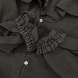 nest Robe/UpcycleLino ラッフルカラーブラウス 定価28600円 01244-1160 ブラウス シャツ 24AW ブラック レディース ネストローブ/アップサイクルリノ【中古】6-0930M∞