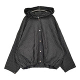 fofofofa SWAY FOODIE BLOUSON 羽織り フードジャケット 定価37400円 ブルゾン BLACK STRIPE ブラックストライプ ホワイト レディース【中古】6-0814M♪