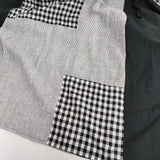 clip.tab 新品 リネンパッチワークVネックワンピース サイズ2 定価26400円 チェック ワンピース ホワイト ブラック レディース クリップタブ【中古】6-0821S♪