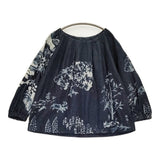 45R/45rpm ワンダーランドプリントのタックブラウス（インディゴ） 定価60500円 ブラウス シャツ ネイビー レディース フォーティーファイブアールピーエム【中古】6-0811M♪