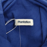 Plantation ハイネック アシンメトリーカットソー コットン プルオーバー 製品染め サイズM PL93JK092 カットソー ブルー レディース プランテーション【中古】6-0906S◎
