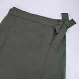 DESCENTE WRAP SKIRT ラップ ポリエステルコットン ロングスカート カーキ レディース デサント【中古】6-0926M∞