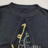 45R/45rpm 墨絵de フクロウ908オーシャンTシャツ サイズ1 半袖Ｔシャツ カットソー インディゴ ネイビー レディース フォーティーファイブアールピーエム【中古】6-0814S♪