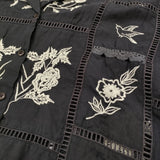 TODAYFUL Embroidery Patchwork Shirts 定価24200円 刺繍 パッチワーク 開襟 オープンカラー 長袖シャツ ブラック レディース トゥデイフル【中古】6-0814M♪