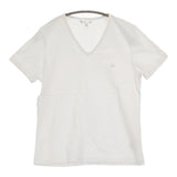Brooks Brothers Vネック 刺繍 サイズM 無地 半袖Ｔシャツ カットソー ホワイト レディース ブルックスブラザーズ【中古】6-0829S♪