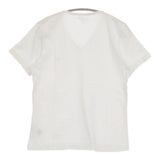 Brooks Brothers Vネック 刺繍 サイズM 無地 半袖Ｔシャツ カットソー ホワイト レディース ブルックスブラザーズ【中古】6-0829S♪