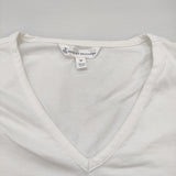 Brooks Brothers Vネック 刺繍 サイズM 無地 半袖Ｔシャツ カットソー ホワイト レディース ブルックスブラザーズ【中古】6-0829S♪