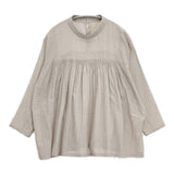 evam eva コットンシルク シャーリング プルオーバー ブラウス 定価26400円 E231T095 ブラウス シャツ 23SS グレージュ レディース エヴァムエヴァ【中古】6-0930M∞