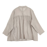 evam eva コットンシルク シャーリング プルオーバー ブラウス 定価26400円 E231T095 ブラウス シャツ 23SS グレージュ レディース エヴァムエヴァ【中古】6-0930M∞