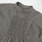 evam eva シャーリングプルオーバー ブラウス 定価28600円 E233T085 ブラウス シャツ 23AW グレー レディース エヴァムエヴァ【中古】6-0930M∞