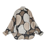ISSEY MIYAKE STONE 墨流し IM13FJ011 ドルマンスリーブ 長袖シャツ 21AW ベージュ グレー レディース イッセイミヤケ【中古】6-0821M♪