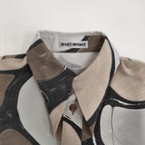 ISSEY MIYAKE STONE 墨流し IM13FJ011 ドルマンスリーブ 長袖シャツ 21AW ベージュ グレー レディース イッセイミヤケ【中古】6-0821M♪