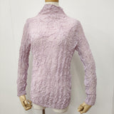 Haat ISSEY MIYAKE KUMO SHIBORI 蜘蛛絞り シアー HA11KJ330 サイズ2 リネン混 カットソー ラベンダー レディース ハートイッセイミヤケ【中古】6-0821M♪