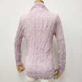 Haat ISSEY MIYAKE KUMO SHIBORI 蜘蛛絞り シアー HA11KJ330 サイズ2 リネン混 カットソー ラベンダー レディース ハートイッセイミヤケ【中古】6-0821M♪