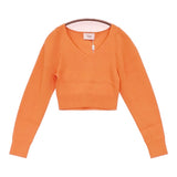 CLANE 新品 V NECK SHORT KNIT TOPS サイズ1 定価22000円 16106-2062 セーター ニット 24SS オレンジ レディース クラネ【中古】6-0818M♪#