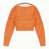 CLANE 新品 V NECK SHORT KNIT TOPS サイズ1 定価22000円 16106-2062 セーター ニット 24SS オレンジ レディース クラネ【中古】6-0818M♪#