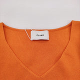 CLANE 新品 V NECK SHORT KNIT TOPS サイズ1 定価22000円 16106-2062 セーター ニット 24SS オレンジ レディース クラネ【中古】6-0818M♪#