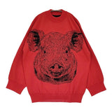 MAGLIANO 新品 CHE GUE SWEATER サイズL 定価138600円 R58302282 コットン セーター ニット レッド ブラック メンズ マリアーノ【中古】6-0818M♪