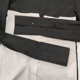 GURTWEIN ガーウィン deep V-neck slim-fit tailored shirt サイズS/36 切替 2411-0507 長袖シャツ 24SS ブラック ホワイト レディース【中古】6-0818M♪#