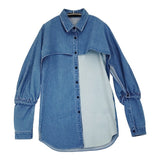 GURTWEIN ガーウィン 新品 Iconic bat-sleeve denim shirt サイズS/36 2411-0510 切替 デニム 長袖シャツ 24SS ブルー レディース【中古】6-0818M♪